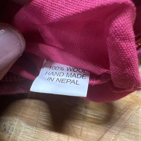 100% Wool Floral Boho Clutch Bag Purse Made in Nepal 6” x 4” Pink - Picture 5 of 5